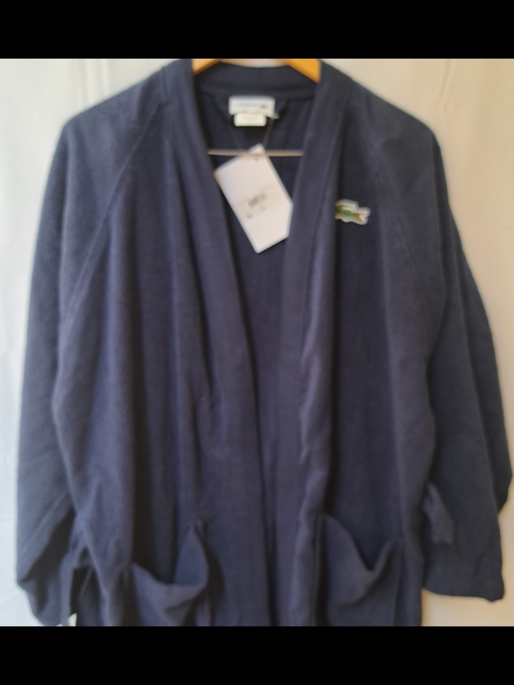 Lacoste Mens Classic Pique Robe Navy Blue Cotton Blend Bathrobe NWT Large - Picture 2 of 7